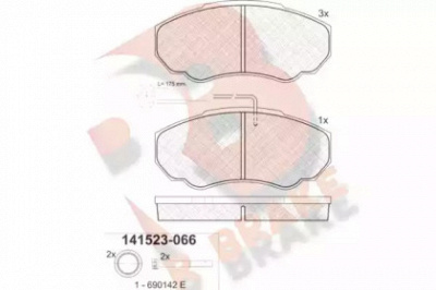 R BRAKE rb1523066 -  Комплект тормозных колодок, дисковый тормоз